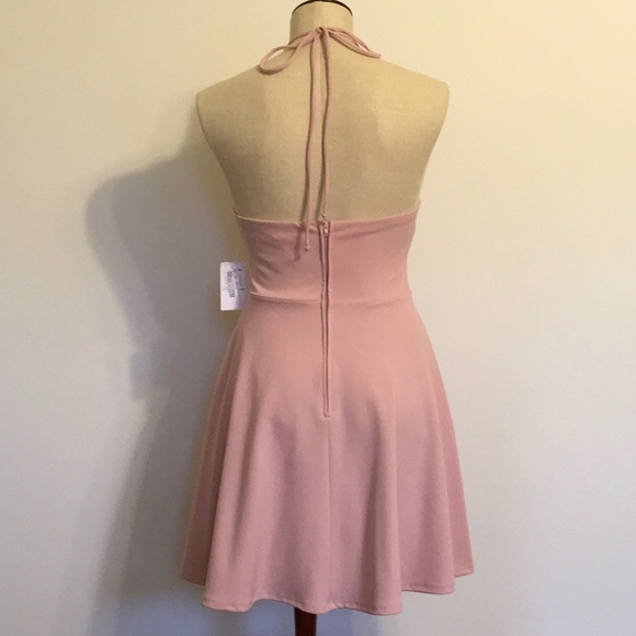 B. Darlin Pink Hi Neck Halter Fit & Flare Mini NWT - Picture 5 of 6